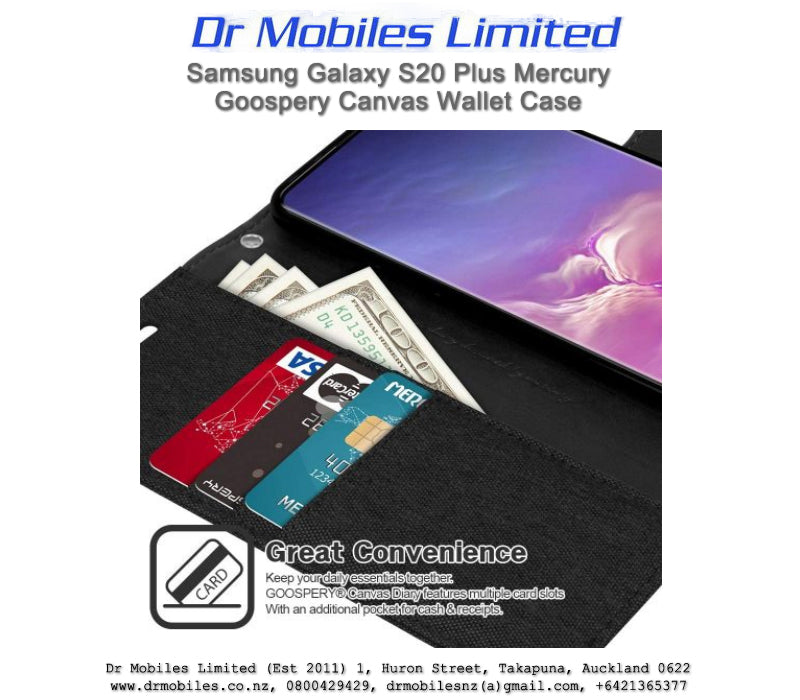 Samsung Galaxy S20 Plus Mercury Goospery Canvas Wallet Case