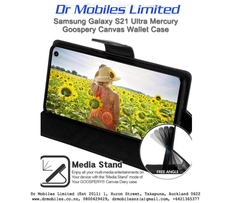 Mercury Goospery Samsung Galaxy S21 Ultra Canvas Wallet Case