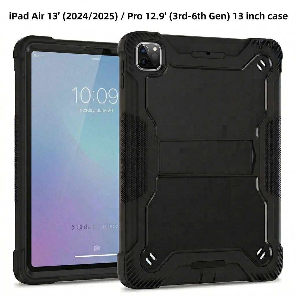 iPad Air 13' (2024/2025) / Pro 12.9' (3rd-6th Gen) 13 inch Armor Rugged Shockproof Case with Stand