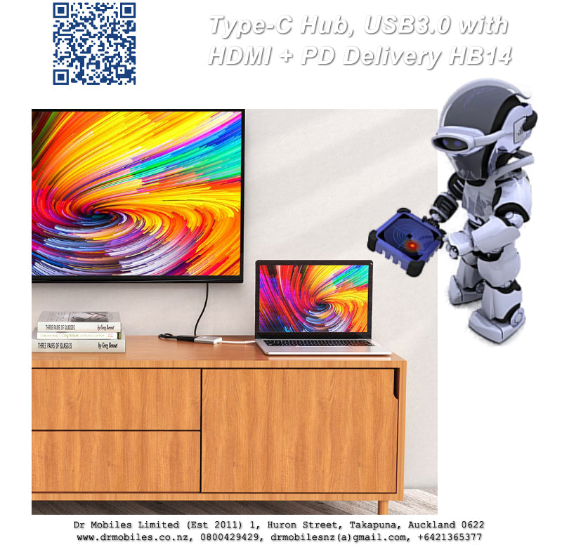Type-C Hub, USB3.0 with HDMI + PD Delivery HB14