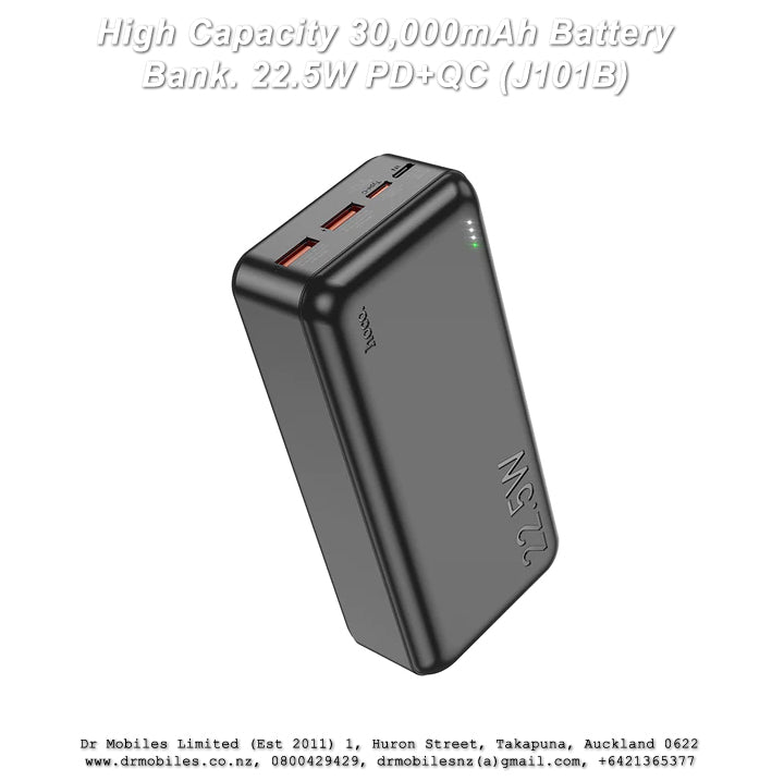 High Capacity 30,000mAh Battery Bank. 22.5W PD+QC (J101B)
