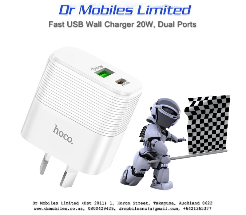 20W Fast USB Wall Charger Dual Ports - Hoco NU1