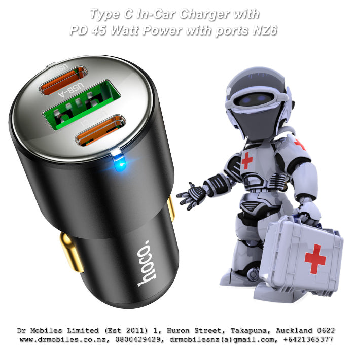 Type C In-Car Charger with PD 45 Watt Power! Hoco NZ6
