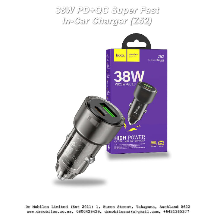 38W PD+QC Super In-Car Fast Charger Z52