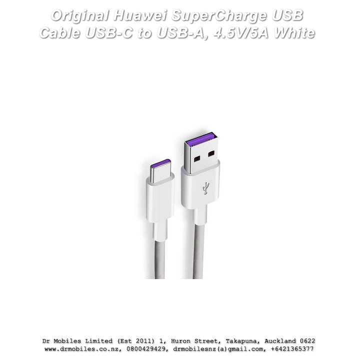 Original Huawei SuperCharge USB Cable - USB-C to USB-A, 4.5V/5A White