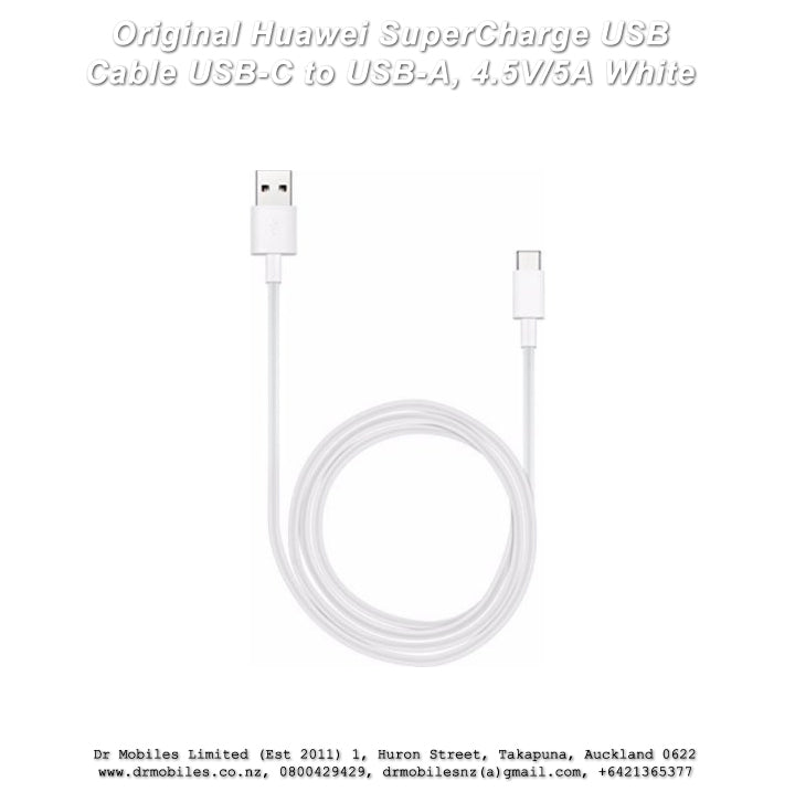 Original Huawei SuperCharge USB Cable - USB-C to USB-A, 4.5V/5A White