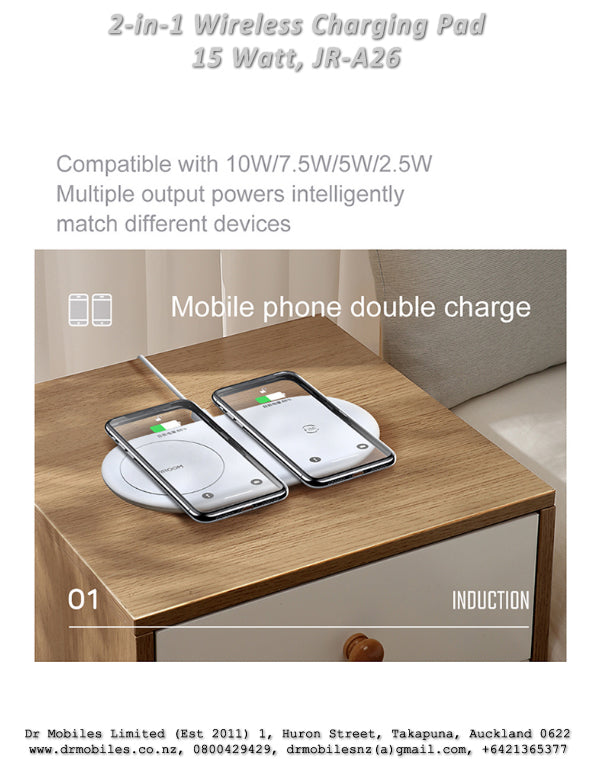 Fast Wireless 2-in-1 Charing Pad for iPhone, Apple Watch (JR-A26)