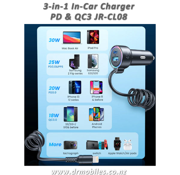 3-in-1 Wired Car Charger for Road Warriors!  Joyroom JR-CL08