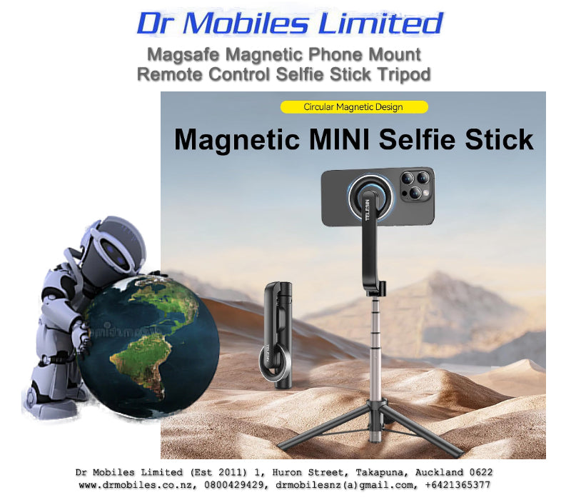 Magsafe Magnetic Phone Mount Remote Control Selfie Stick Tripod WS-22005 Magnetic Selfie Stick (Black/White)