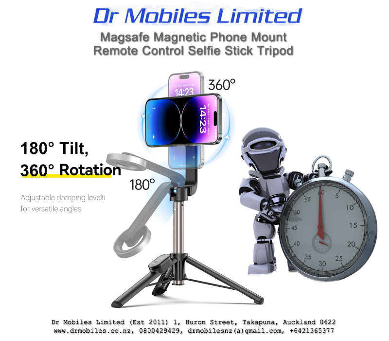 MagSafe Magnective Selfie Stick for iPhones with Tripod, BT Remote & 27"