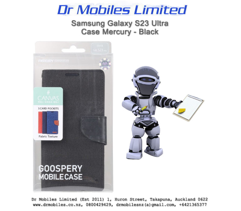Mercury Goospery Samsung Galaxy S23 Ultra 5G Canvas Case Shockproof - Black