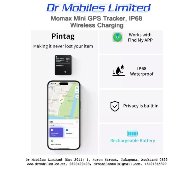 Wireless GPS Tracker Rechargeable Find My Tracker Momax PinCard Pro Mini BR8