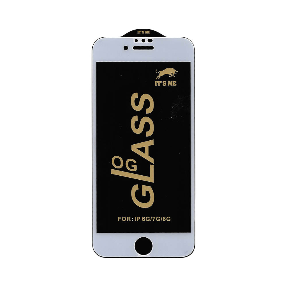 For iPhone 7P/8P white 9H Full Coverage Tempered Glass Screen Protector (OG)