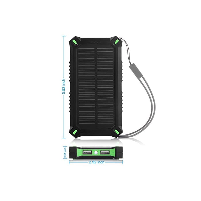 Poweradd Solar Panel Dual USB 8000mAh Battery Charger Power Bank  Waterproof Apollo3