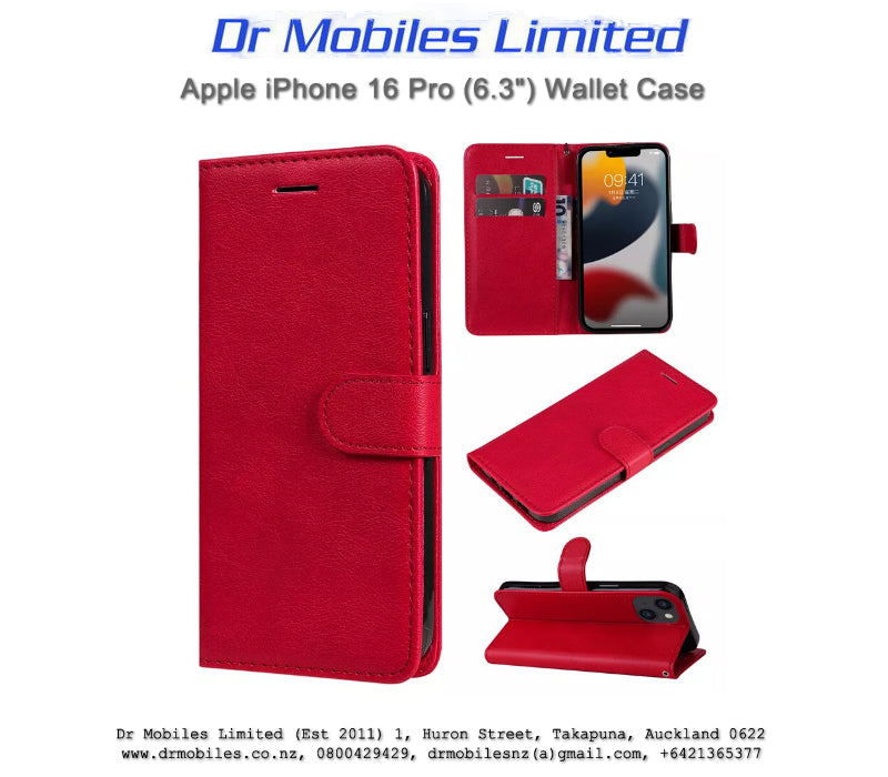 Apple iPhone 16 Pro, 6.3" Wallet Case (Red)