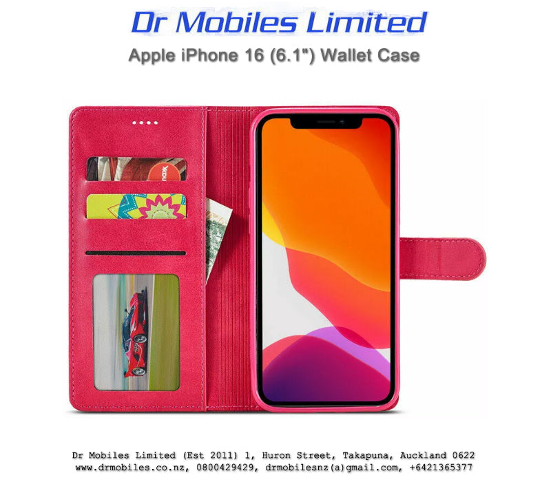 Apple iPhone 16, 6.1" Wallet Case (Red)