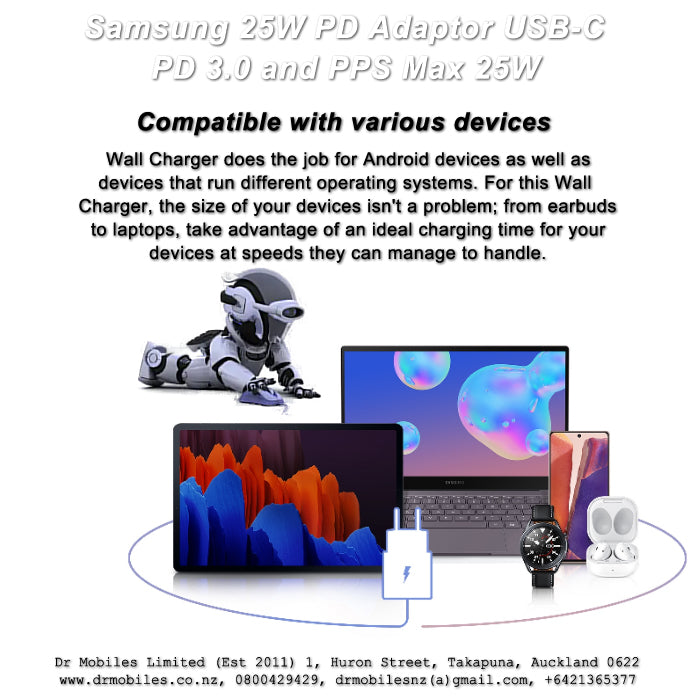 Samsung Super Fast Charging max. 25W, PD 3.0 PPS max. 25W