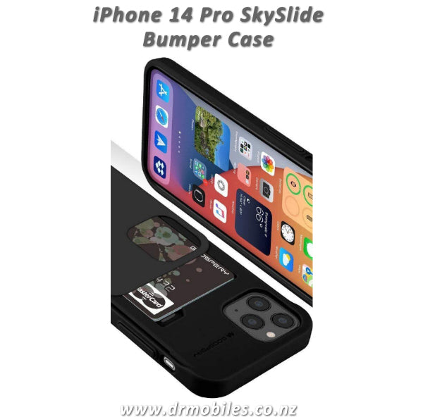 Apple iPhone 14 Pro Skyslide Bumper Case Holds 2 Credit Cards - Black
