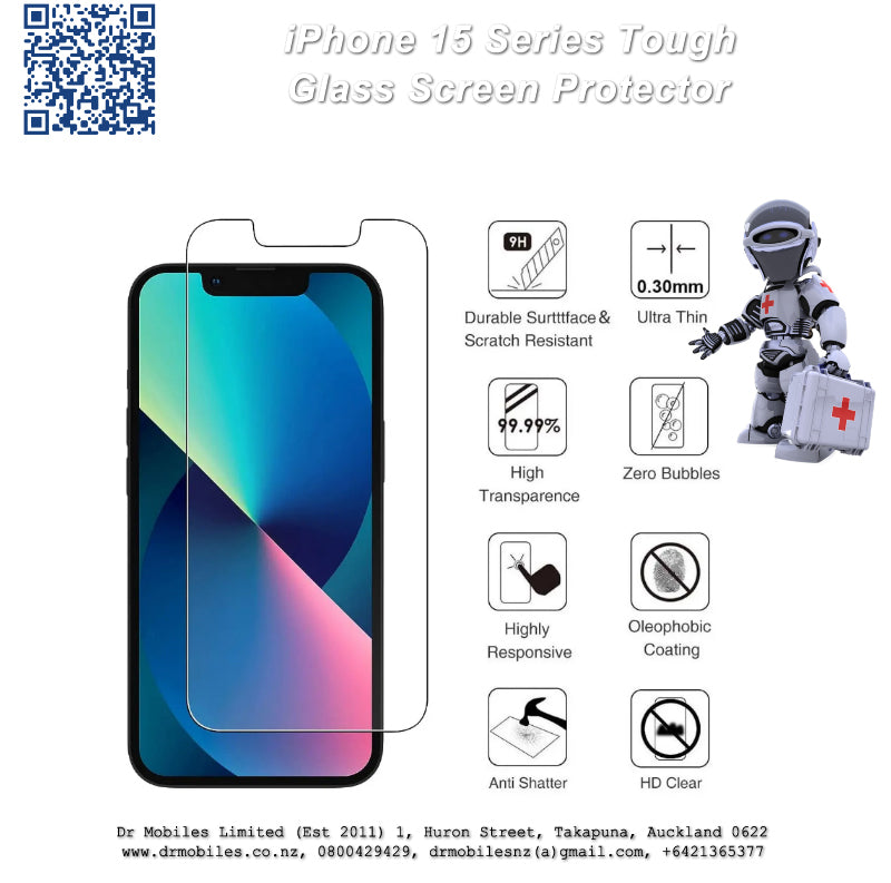 Glass Screen Protector for Apple iPhone 15, 15 Plus, 15 Pro, 15 Pro Max