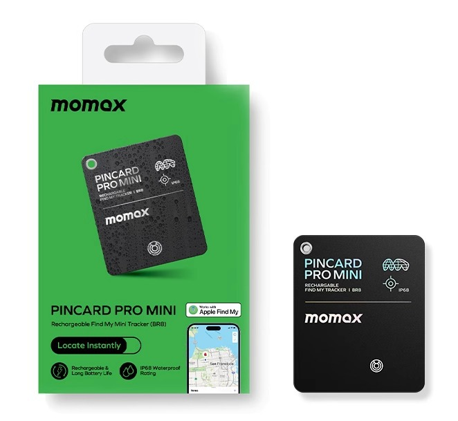 Wireless GPS Tracker Rechargeable Find My Tracker Momax PinCard Pro Mini BR8
