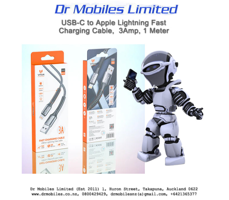 USB-A to Apple Lightning Fast Charging Cable,  3Amp, 1 Meter, Vipfan X22