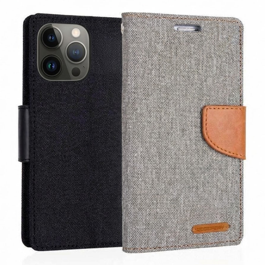 Goospery iPhone 16 Pro 6.3 Canvas Fabric Flip Wallet Case Cover
