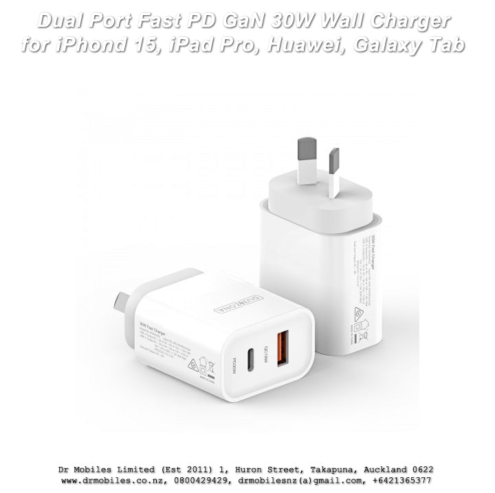 Dual Port Super Fast PD GaN 30W Wall Charger 30 Watt