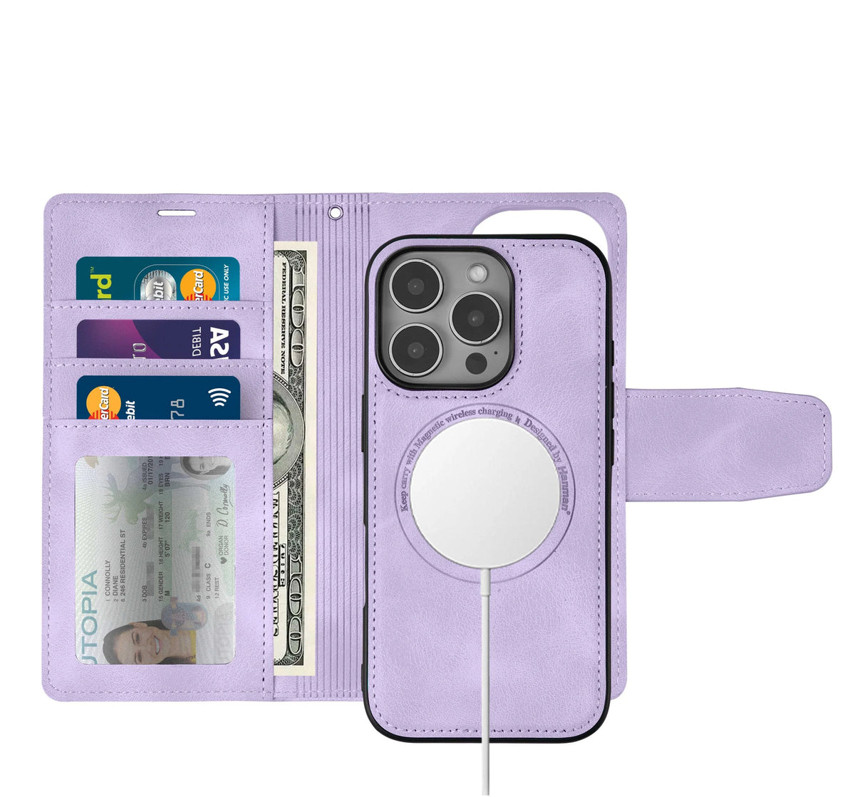 Hanman 2 in 1 MagSafe Detachable Wallet Case for iPhone 14 Pro Max/15 Pro Max