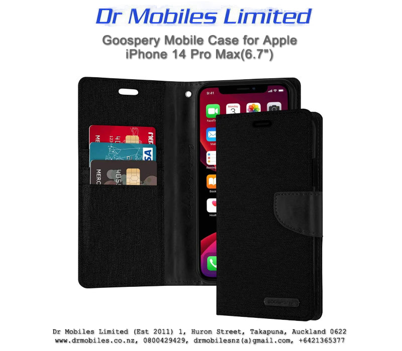 Mercury Goospery Canvas Case for Apple iPhone 14 Pro Max, 6.7" - Black