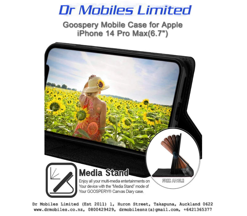 Mercury Goospery Canvas Case for Apple iPhone 14 Pro Max, 6.7" - Black