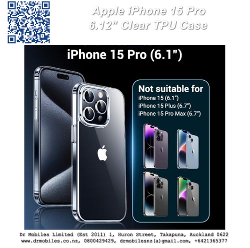Apple iPhone 15 Pro, 6.12" Clear TPU Case - Extra Protection