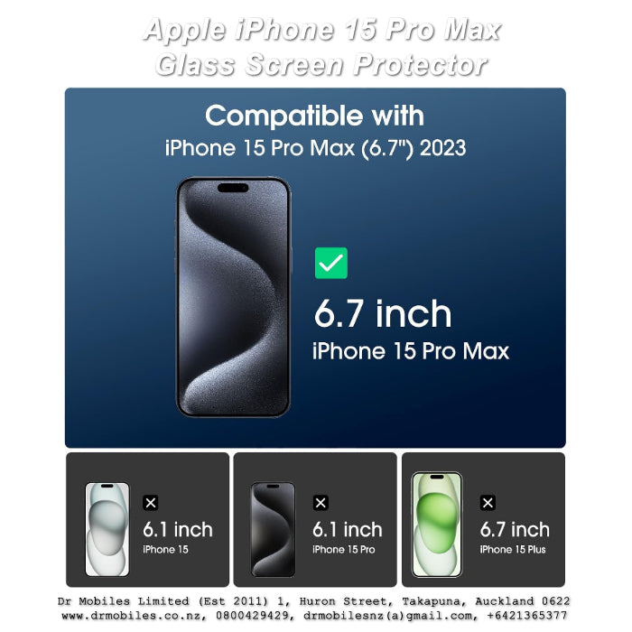 iPhone 15 Pro Max Glass Screen Protector 9H Hardness Rating