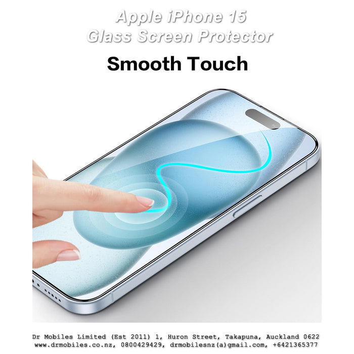 Apple iPhone 15 Glass Screen Protector, Strong 9H Hardness Rating