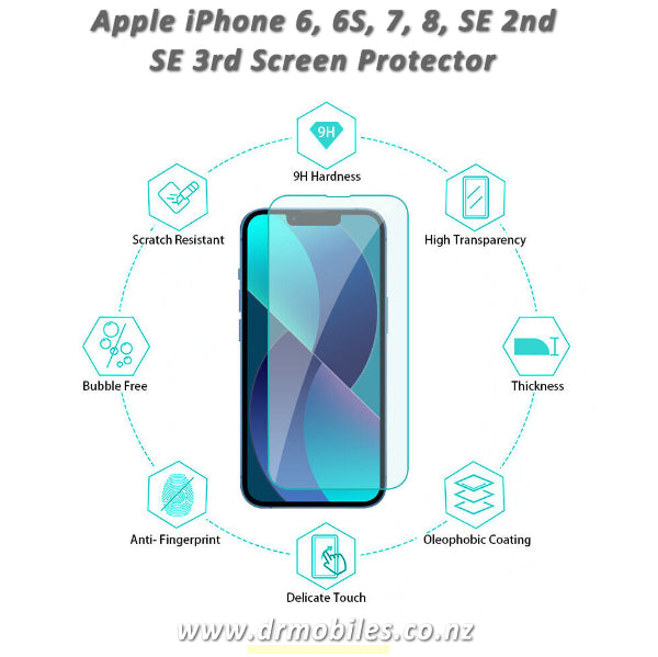 Apple iPhone 6, 6S, 7 and 8 Screen Protector Tempered Glass
