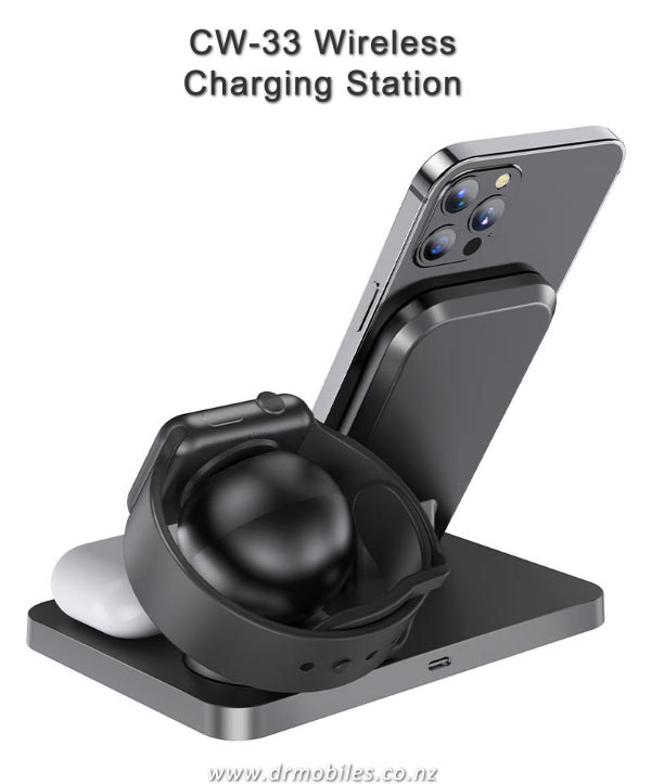 Compact 3-in-1 Wireless Charger Hoco CW33 for iPhone and Apple Watch 8